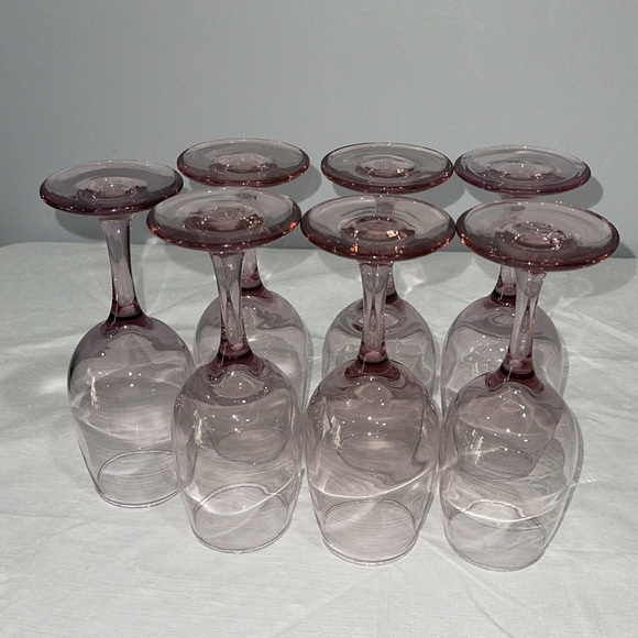 Libbey Premier Mauve pink plum wine water glasses 8 oz vintage 90s set of 7 - Picture 8 of 15